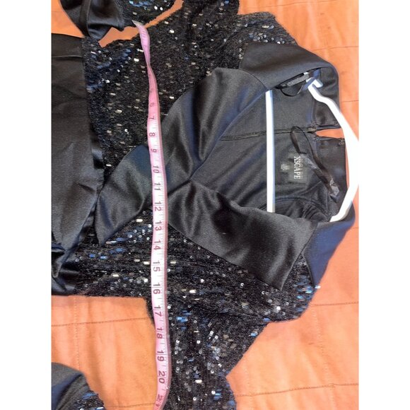 XSCAPE JONNA SEQUIN TUXEDO BODICE AND SATIN SKIRT MAXI DRESS 12 WOMENS ($300) - Picture 7 of 8